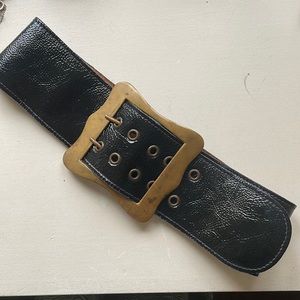 Vintage wide belt black leather
